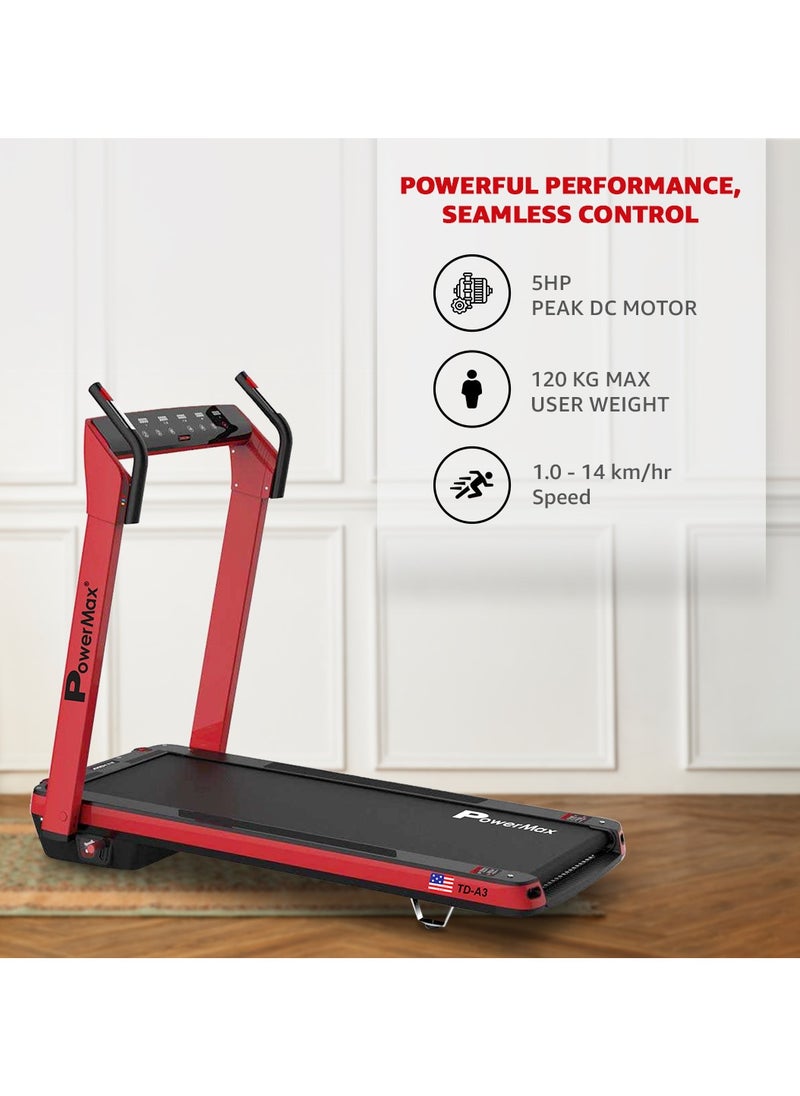 PowerMax Fitness UrbanTrek™ TD-A3 (5.0HP Peak) Motorized Foldable Treadmill for Home Use | Auto Incline | 135° Edge Display | Max User 120kg | Top Speed 14kmph | Pulse Sensor Exercise Machine - pzsku/Z8193248951076BF20FEDZ/45/_/1718802204/8104153e-2da8-4759-ad43-c3360eaea503