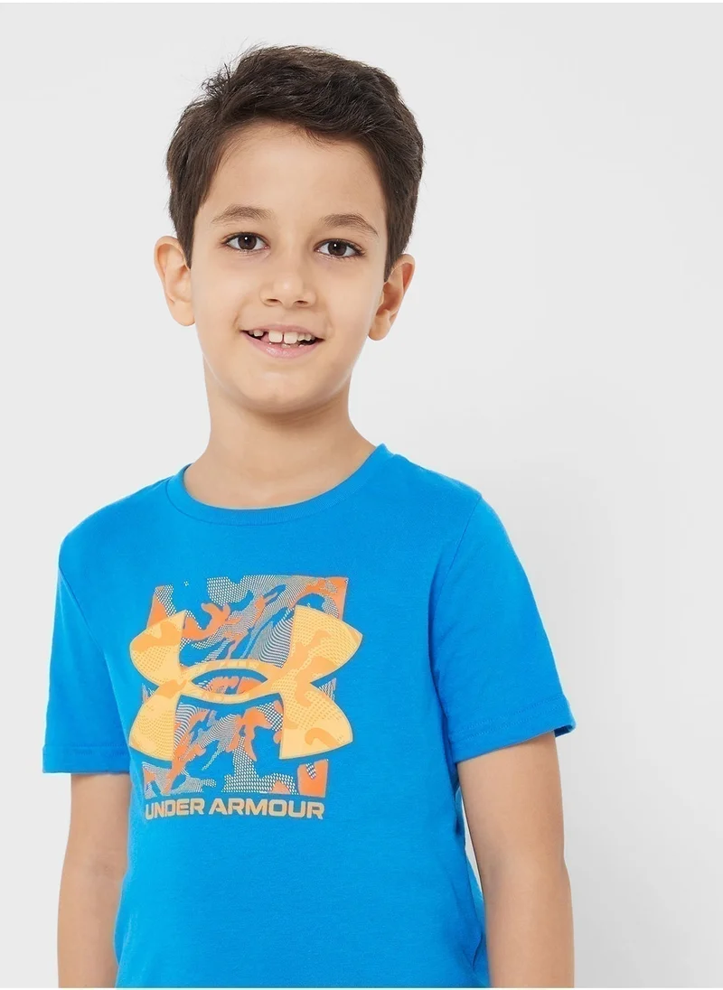 UNDER ARMOUR Boys' Box Logo Camo Short Sleeve T-Shirt