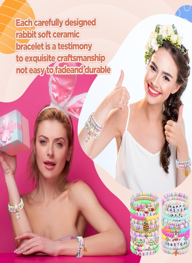 Equsion 100 Pcs Preppy Friendship Bracelets for Women Heishi Surfer Clay Stackable Bead Valentine Boho Y2k Bracelets Gifts, Circumference of 6.7 inches, polymer clay, no gemstone - Image 4