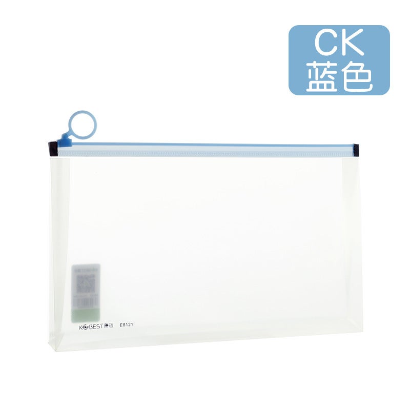 Generic KOBEST A4 Clear Document Bag A5 Zippered Office File Pouch CK-Blue-E8121 (Pack of 12) 
