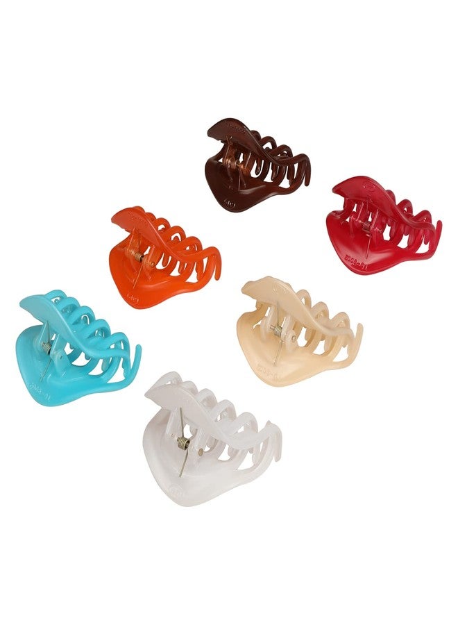 Accessher Women Set of 6 Claw Clips Multicolor Acrylic Material Medium Size Hair Clip For Girls - Image 2