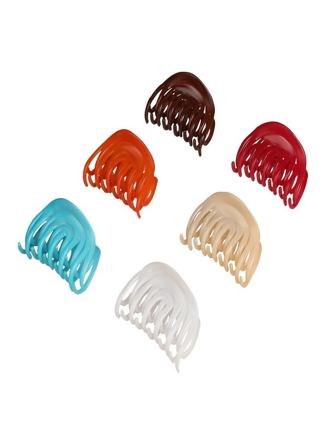 Accessher Women Set of 6 Claw Clips Multicolor Acrylic Material Medium Size Hair Clip For Girls - Image 1