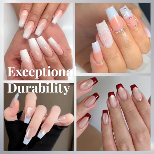 krofaue 100PCS Clear False Nails Tips and Nail Gule Kit, Half Cover Lady French Style Acrylic Artificial Tips 3Pcs Nail Glue for Nail Extension kit Nail Tips Art Salons and Home DIY - Image 2