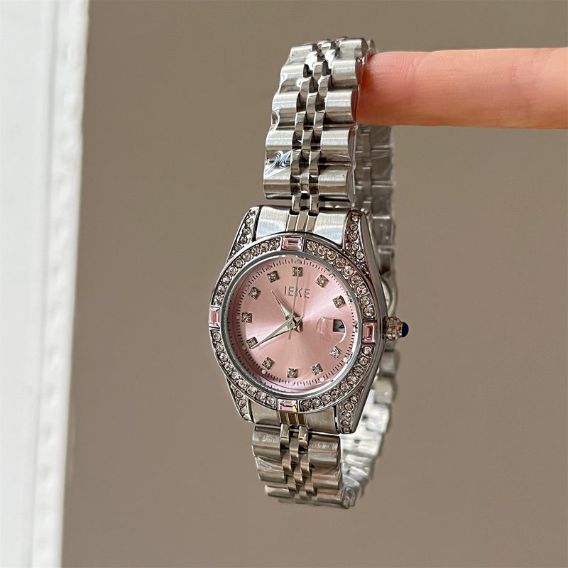 IEKE Women's Quartz Watch – Diamond-Embellished Steel Band, Vintage Style - Image 2