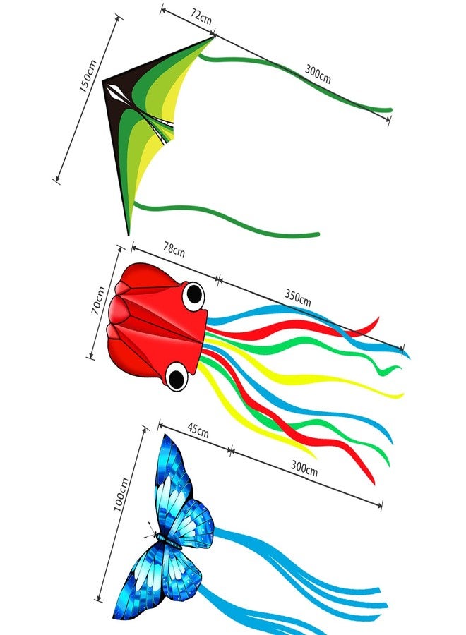 YFAFENGS 3 Pack Delta Butterfly Octopus Kites, Easy to Fly for Adults & Kids Ages 8-12, Colorful Aerodynamic Design, Lightweight Tangle-Free for Beach Park Outdoor Activities - Image 2