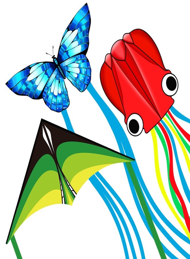YFAFENGS 3 Pack Delta Butterfly Octopus Kites, Easy to Fly for Adults & Kids Ages 8-12, Colorful Aerodynamic Design, Lightweight Tangle-Free for Beach Park Outdoor Activities - Image 1