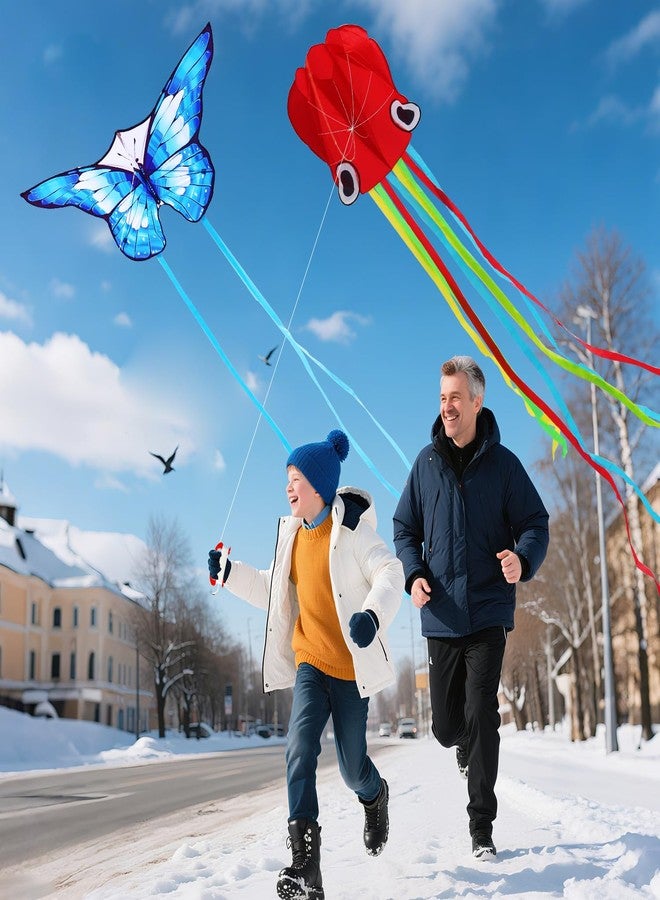 YFAFENGS 3 Pack Delta Butterfly Octopus Kites, Easy to Fly for Adults & Kids Ages 8-12, Colorful Aerodynamic Design, Lightweight Tangle-Free for Beach Park Outdoor Activities - Image 3
