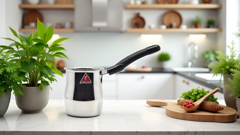 JEE ALTO Stainless Steel Tea Coffee Warmer Pot/Milk Pan with Handle_900ML - Image 3