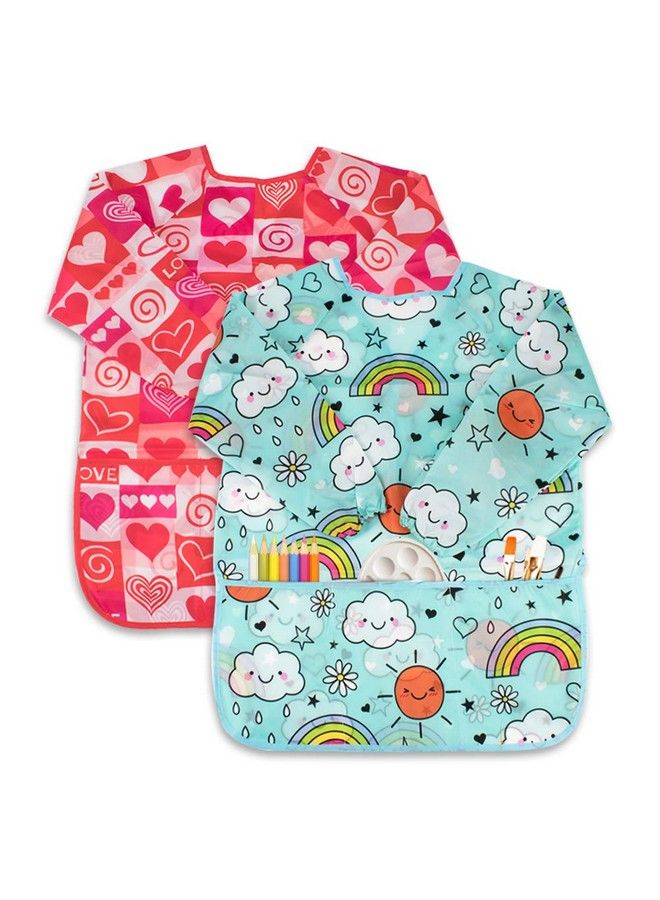 Cubaco 2 Pack Kids Art Smock Kids Waterproof Painting Apron Children Artist Apron With Long Sleeve And 3 Pockets - Image 1