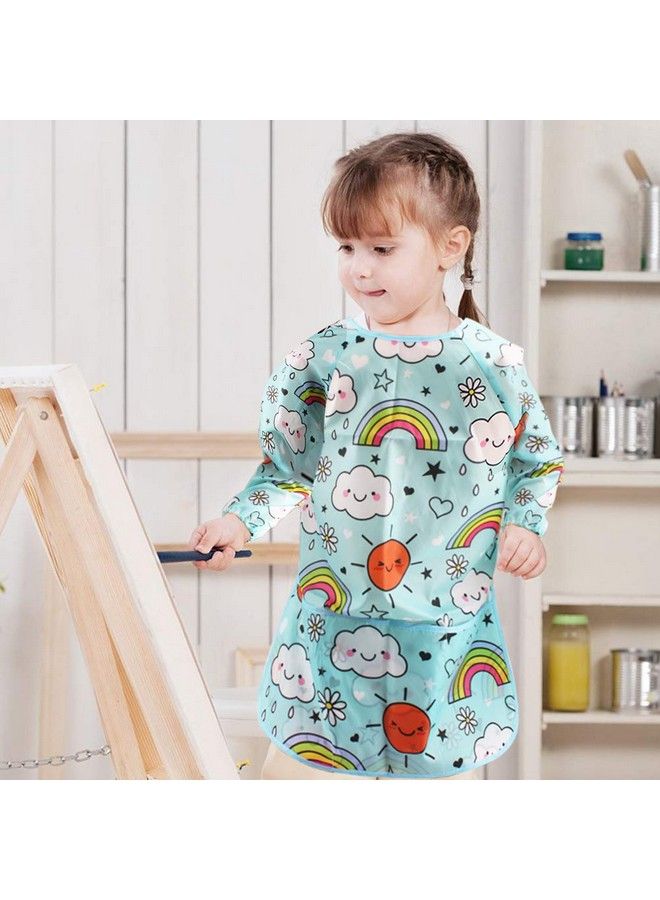 Cubaco 2 Pack Kids Art Smock Kids Waterproof Painting Apron Children Artist Apron With Long Sleeve And 3 Pockets - Image 3