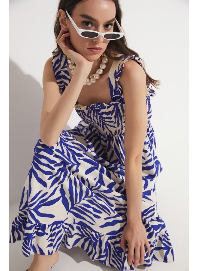 JUNE Printed Ruffle-Trim Dress - Image 1