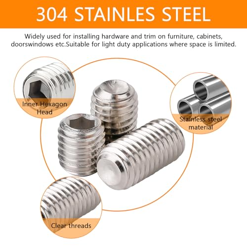 AvrestYPT 300 Pcs 24 Size Set Screws Assortment Kit (M3, M4, M5, M6, M8) Metric & SAE Allen Set Screws for Bathroom Fixture Metric Bolt Assortment for Door Knobs, Faucets, Plumbing - Image 5
