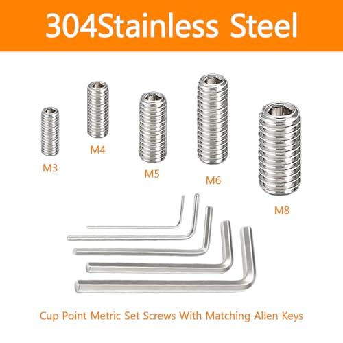 AvrestYPT 300 Pcs 24 Size Set Screws Assortment Kit (M3, M4, M5, M6, M8) Metric & SAE Allen Set Screws for Bathroom Fixture Metric Bolt Assortment for Door Knobs, Faucets, Plumbing - Image 3