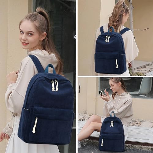 BTOOP School Backpack for Teens Large Corduroy Bookbag Lightweight 15.6 inch Laptop Bag for Girls Women Casual High School College - Image 2