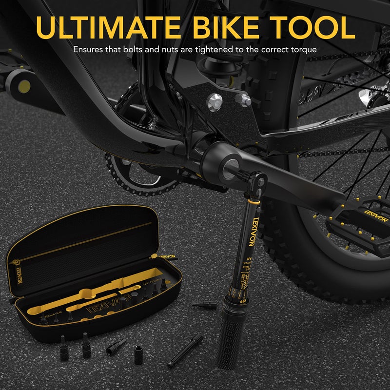 LEXIVON Bike Torque Wrench 1/4-Inch Dr. 15-Piece Kit | 72-Tooth Gear, Dual-Direction Click Type 2~26 Nm / 17.7~230.1 in-lb (LX-191) - Image 4