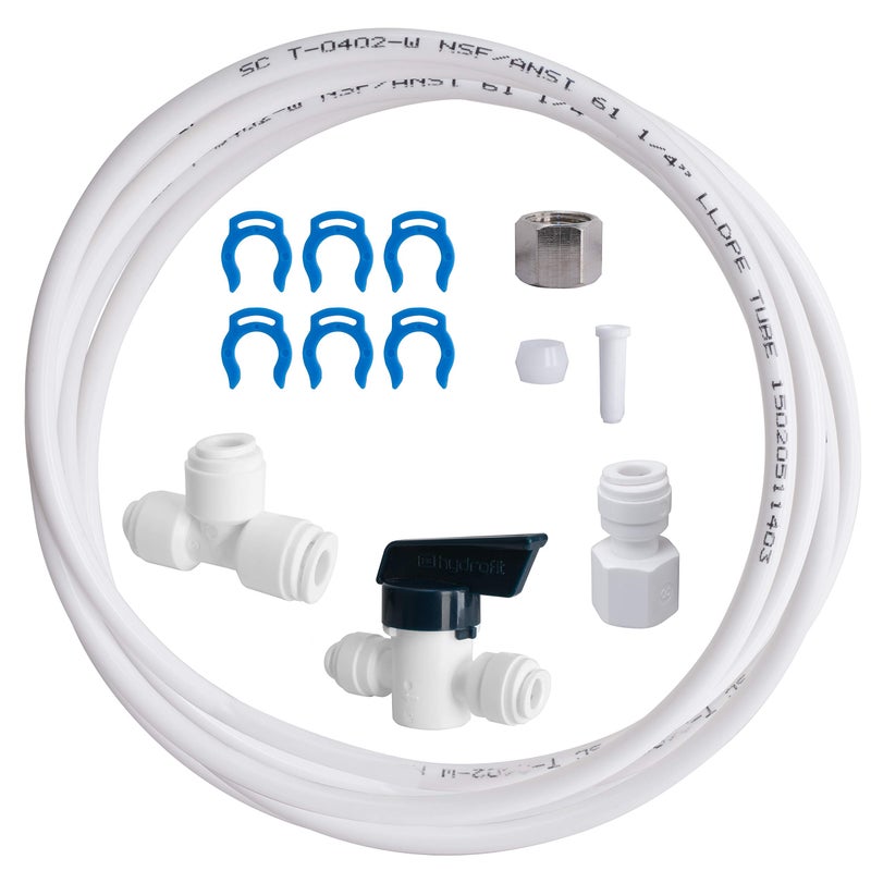 Aquasure Ice Maker Water Line Kit with ShutOff Valve 25 Food Grade 14 Tubing Quick Connect Fittings Secure Locking Clips Leak Free Design US Customer Support 1 Year Warranty