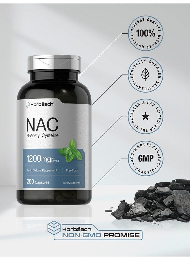Horbaach Horbäach NAC N-Acetyl Cysteine Supplement 1200mg | 250 Capsules | with Natural Peppermint | Non-GMO, Gluten Free  - Image 2