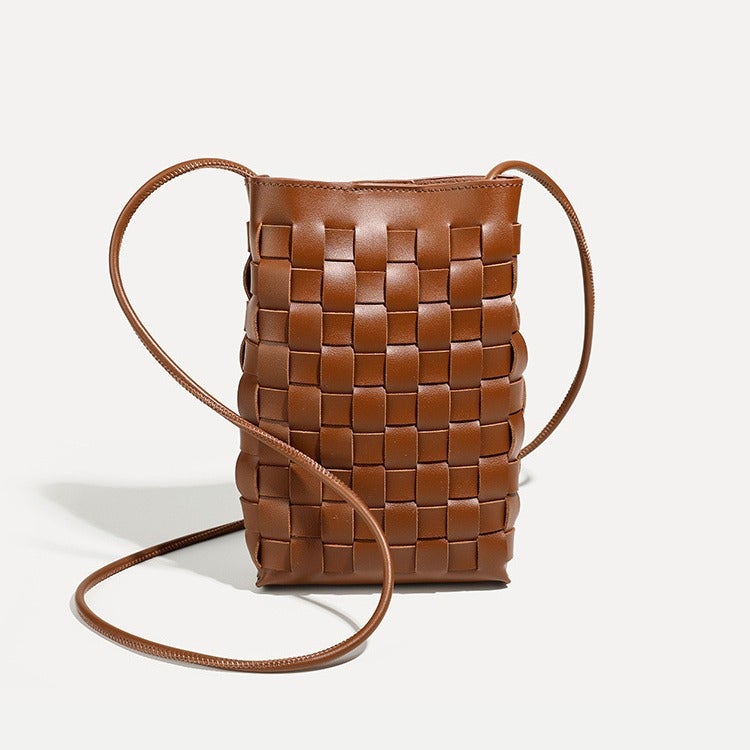 Woven Mobile Phone Bag Women'S 2024 Korean Style New Fashion Shoulder Bag Simple Small Fresh Casual Crossbody Bag - Image 2