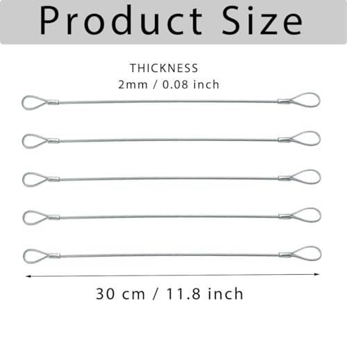 ZYYC 5 Pack Luggage Lock Safety Cable, Stainless Steel Cable with Loops, Stainless Steel Safety Cable, Safety Cable Lock, Braided Steel Coated Safety Cable Luggage Lock 2mm Thickness 12 inch Length - Image 4