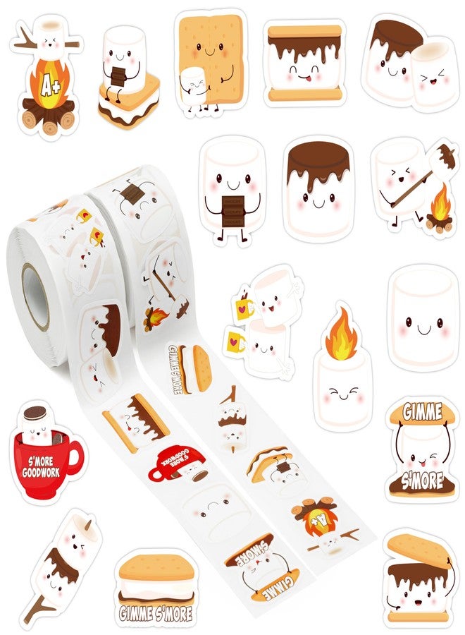 A1diee 1000Pcs Marshmallow Stickers in 2 Rolls with 16 Patterns Cute Marshmallow Motivational Self-Adhesive Decals for Teacher Reward Party Favor Supplies Gift Bag Water Bottle Scrapbooking Decoration - Image 1