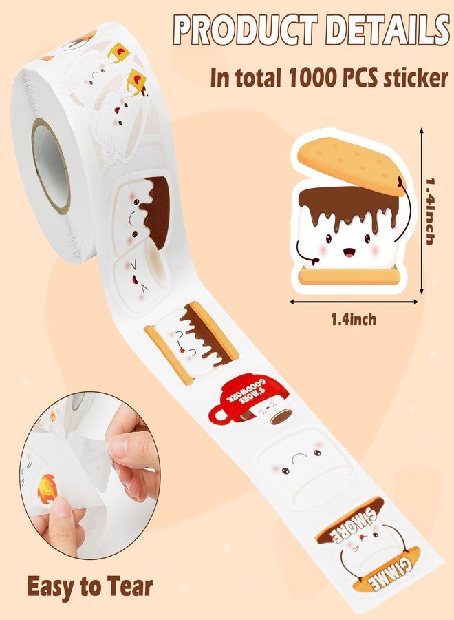 A1diee 1000Pcs Marshmallow Stickers in 2 Rolls with 16 Patterns Cute Marshmallow Motivational Self-Adhesive Decals for Teacher Reward Party Favor Supplies Gift Bag Water Bottle Scrapbooking Decoration - Image 2