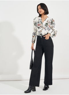 Styli Floral Print V Neck Bodysuit  - Image 2