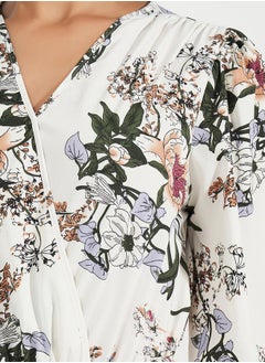 Styli Floral Print V Neck Bodysuit  - Image 4