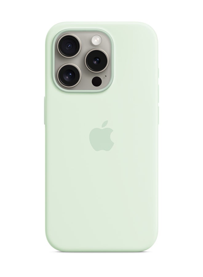 ابل  حافظة سيليكون لهاتف iPhone 15 Pro مع MagSafe Soft Mint - Image 1