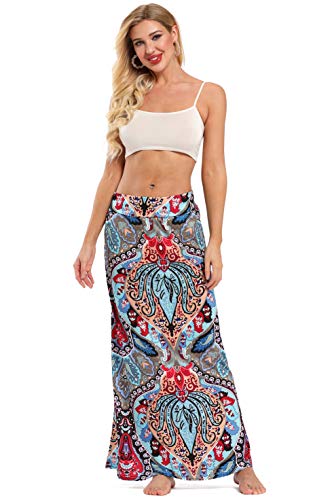 Yinggeli Women's Bohemian Print Long Maxi Skirt (XXX-Large, B-Flower) - Image 3
