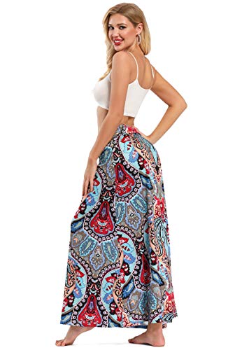 Yinggeli Women's Bohemian Print Long Maxi Skirt (XXX-Large, B-Flower) - Image 5