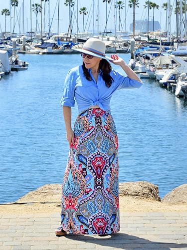 Yinggeli Women's Bohemian Print Long Maxi Skirt (XXX-Large, B-Flower) - Image 2