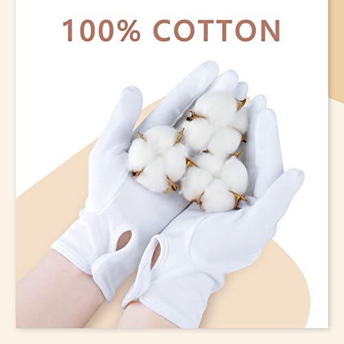 Zenssia Parade Formal White Cotton Tuxedo Costume Gloves with Snap Cuff, Silver Coin Jewelry Inspection Gloves 1 Pair - Image 2