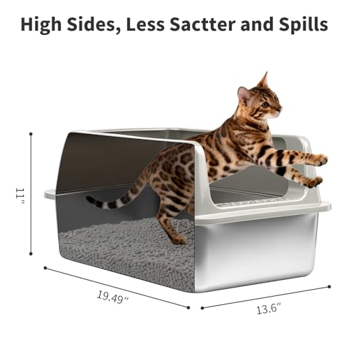 Kirecoo 2 Pack Stainless Steel Litter Box with Lid, Large Enclosed Metal Cat Litter Box Pan High Sided, Easy Clean Anti-Leakage Litterbox Tray for Indoor Big Cats, Kittens or Multicat, Scoop Included - Image 4