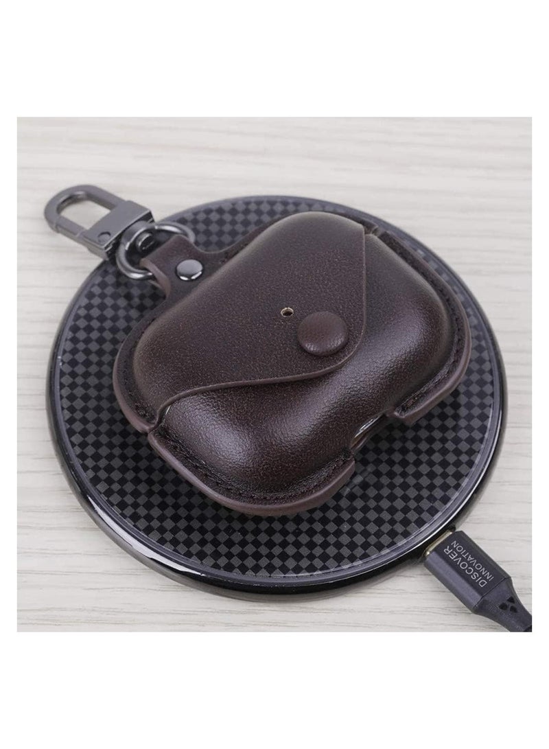 حافظة جلدية أصلية متوافقة مع حافظة AirPods Pro، غطاء واقي لسماعات Apple AirPods Pro، غطاء جلد ناعم مع خطاف سلسلة المفاتيح - Image 3