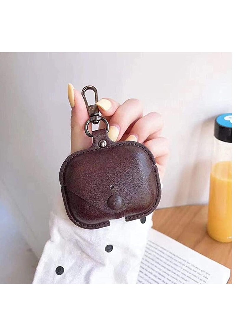 حافظة جلدية أصلية متوافقة مع حافظة AirPods Pro، غطاء واقي لسماعات Apple AirPods Pro، غطاء جلد ناعم مع خطاف سلسلة المفاتيح - Image 2