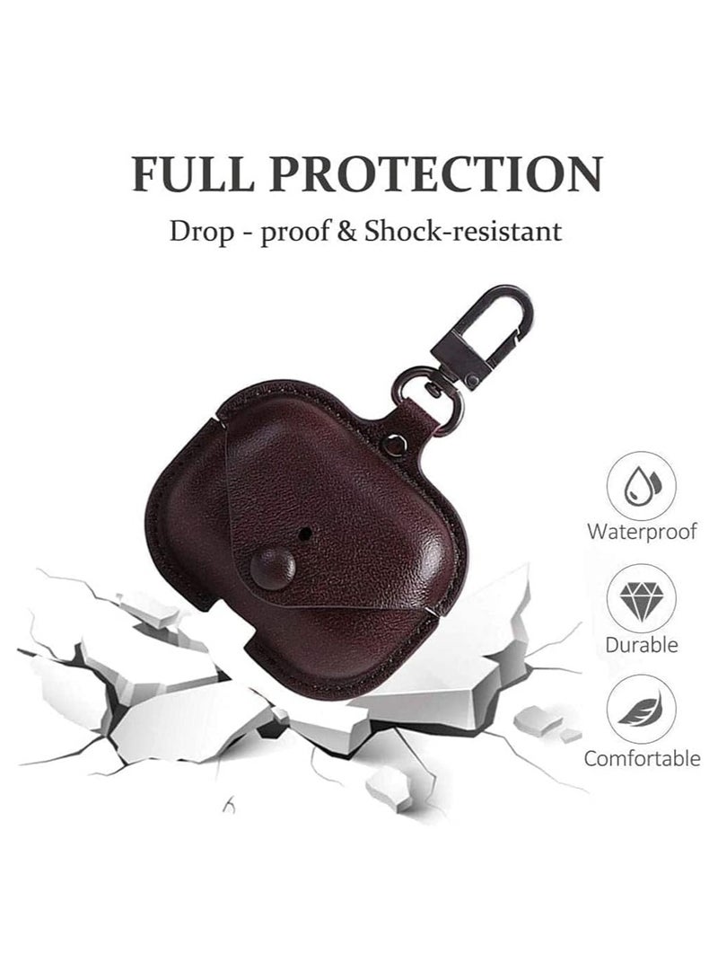 حافظة جلدية أصلية متوافقة مع حافظة AirPods Pro، غطاء واقي لسماعات Apple AirPods Pro، غطاء جلد ناعم مع خطاف سلسلة المفاتيح - Image 4