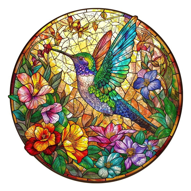 Aeekdook Wooden Puzzle for Adults Stained Glass Hummingbird Puzzle Unique Animal Shape Puzzles Wooden Jigsaw Puzzles for Adults Thanksgiving for Family Friend S85 85in100psc - Image 3