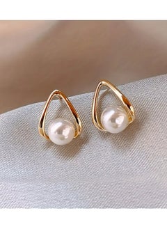 Home Clearance Sale Simple Hollow Water Drop With Imitation Pearl Design Stud Earrings Zinc Alloy Jewelry Elegant Leisure Style For Women Gift  - Image 4