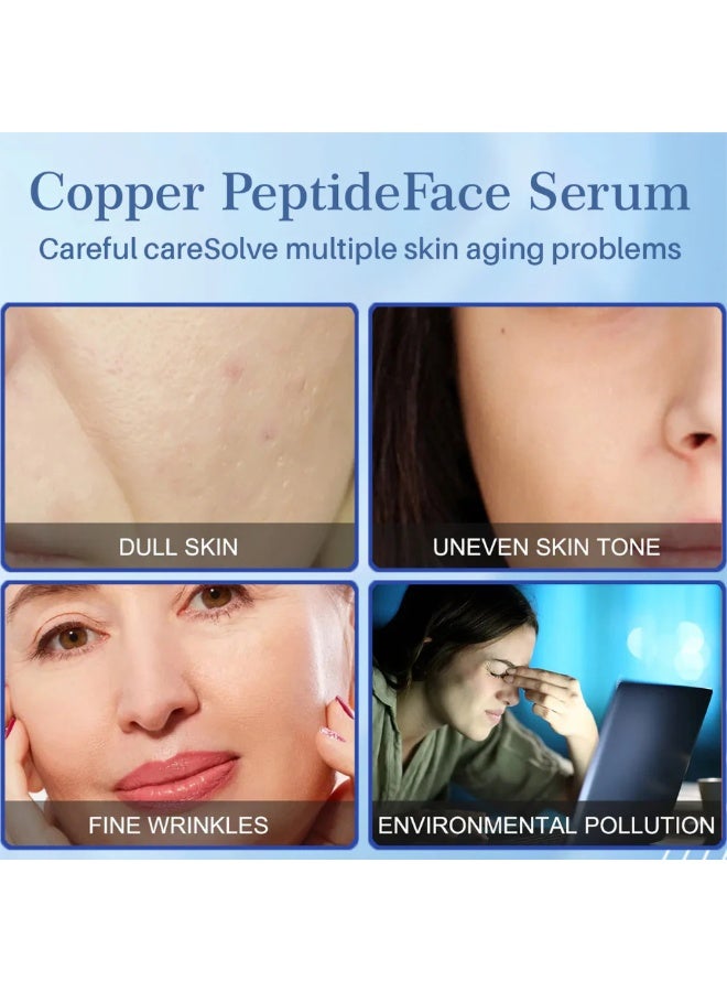 CKTUING Blue Copper Peptide Face Serum – Anti-Aging, Collagen Boosting & Hydrating Face Serum – Smooths Wrinkles, Fine Lines & Dull Skin – For All Skin Types – 1 fl oz - Image 2
