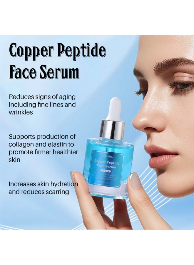 CKTUING Blue Copper Peptide Face Serum – Anti-Aging, Collagen Boosting & Hydrating Face Serum – Smooths Wrinkles, Fine Lines & Dull Skin – For All Skin Types – 1 fl oz - Image 4