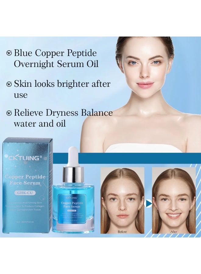 CKTUING Blue Copper Peptide Face Serum – Anti-Aging, Collagen Boosting & Hydrating Face Serum – Smooths Wrinkles, Fine Lines & Dull Skin – For All Skin Types – 1 fl oz - Image 3