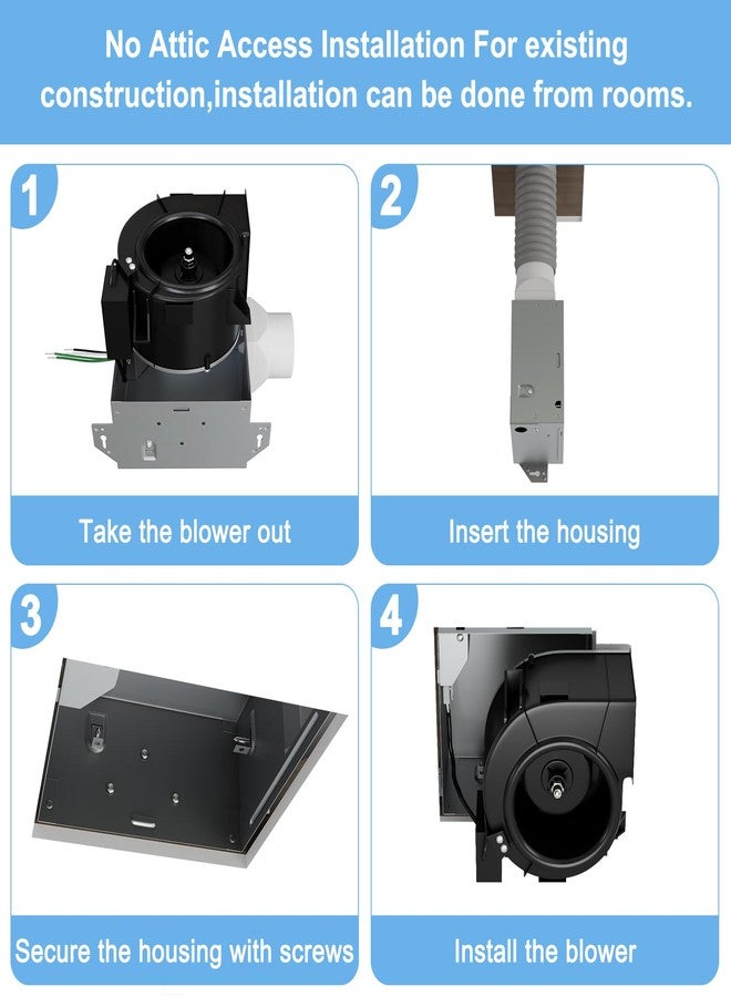 VENTECHLATION Bathroom Exhaust Fan, 50 CFM,1.0 Sone DC Motor,Quiet Bathroom Fan with No Attic access Needed Installation, Ceiling Mounted Fan,Ventilation Fan, 3inch Duct,White - Image 4