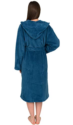 TowelSelections Womens Robe Soft Plush Bathrobe Fleece Hooded Spa Bath Robe for Women Large-X-Large Deep Water - Image 2