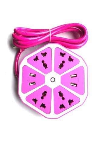 Storia STORIA Hexagon Socket Extension Cord Board with 4 USB 20Amp Charging Point for Home Offices Universal Multi Plug Point Extension Board Random Colour  - Image 1