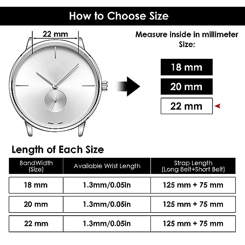 Cobee Leather Watch Straps, Soft Calfskin Leather Watch Band Quick Release Replacement Watchband for Men Women Universal Watches Bracelet Stainless Steel Clasp Buckle (Dark Blue, 22mm) - Image 2