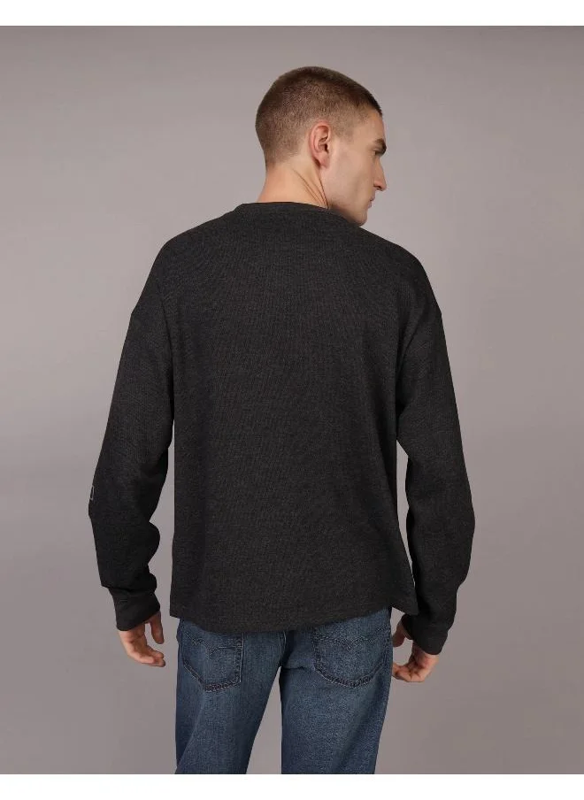 امريكان ايجل AE Oversized Long-Sleeve Elevated Logo Graphic Thermal T-Shirt
