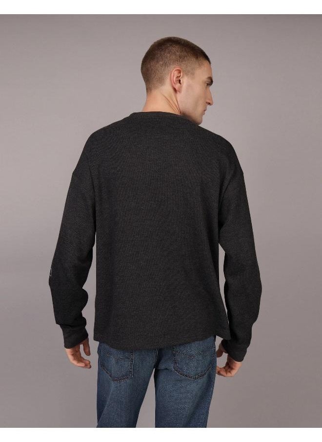 American Eagle AE Oversized Long-Sleeve Elevated Logo Graphic Thermal T-Shirt  - Image 2