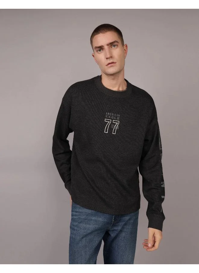 امريكان ايجل AE Oversized Long-Sleeve Elevated Logo Graphic Thermal T-Shirt