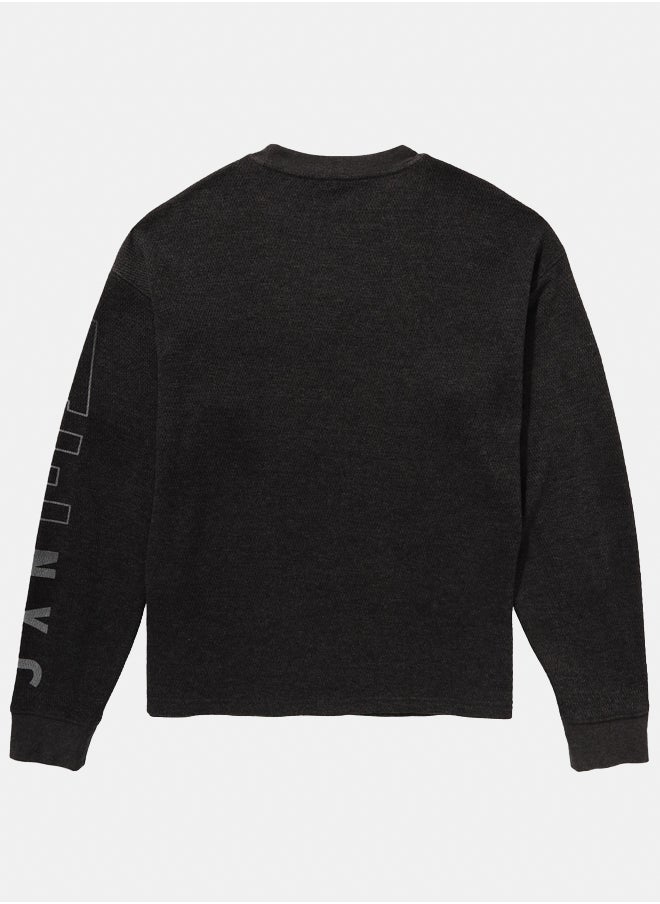 American Eagle AE Oversized Long-Sleeve Elevated Logo Graphic Thermal T-Shirt  - Image 2