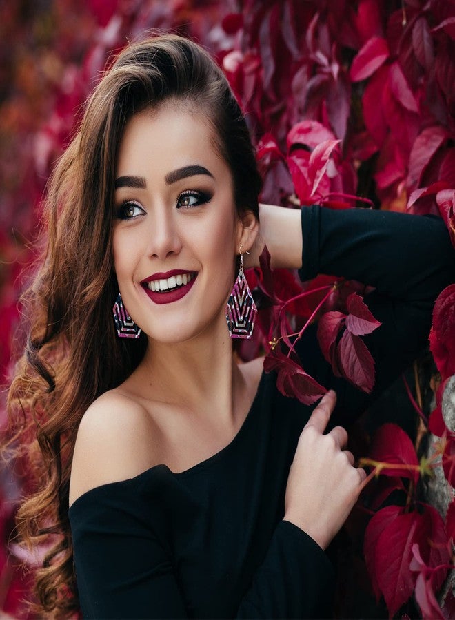 Arkit أقراط خشبية متدلية من أركيت للنساء، مجوهرات، أقراط خفيفة الوزن للفتيات (1، سايبر) - Image 3